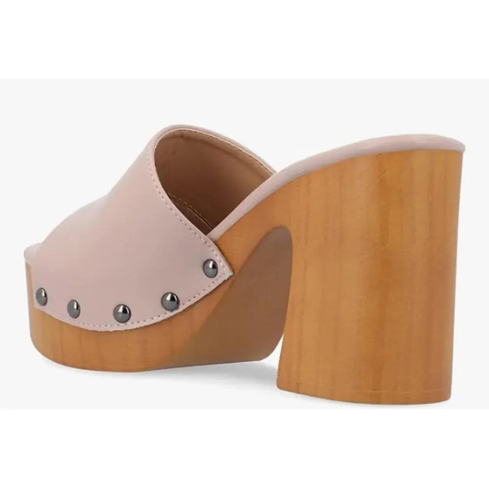 JOURNEE COLLECTION WOMENS SIZE 9M VEDA PLATFORM HEEL SANDALS MAUVE PINK
